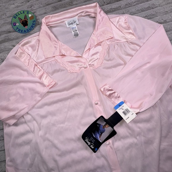 VTG Vanity Fair Pink Champagne Button Up Night Gown Robe NWT Deadstock USA‎ Made - Picture 1 of 9
